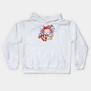 With gingerbread man and hat - Axolotl Christmas Kids Hoodie